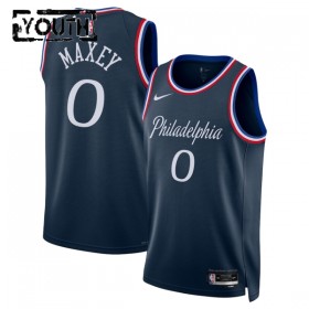 Dres Philadelphia 76ers Tyrese Maxey Nike 2025-26 City Edition Navy Swingman - Dječji